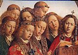 Jan Van Eyck Famous Paintings - The Ghent Altarpiece Singing Angels [detail]